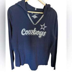 Women's Navy Dallas Cowboys T-Shirt With Hood, Size XL